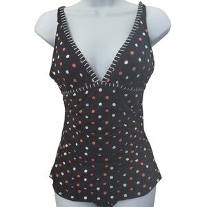 Tommy Bahama swimsuit bathing suit womens SZ 8 navy polka dot 1 piece vacation